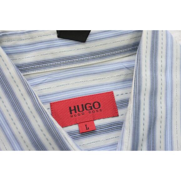 Hugo Boss Dress Shirt Striped Luxury Button Up Mens Sz Large - Picture 8 of 9